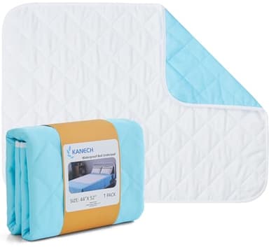 KANECH Washable Waterproof Incontinence Bed Pads - 44"x52" - Heavy Absorbency Reusable Underpads for Adults, Elderly and Kids - Slip Resistant Mattress Protector