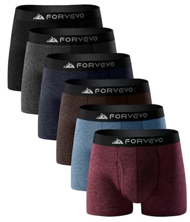 FORVEVO Mens Underwear, Merino Wool Boxer Briefs, Breathable Boxer Shorts, Comfortable Soft Moisture Wicking Underwear with Elastic Waistband 6 Pack (Multicolor01, M)
