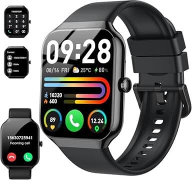 Smart Watch(Answer/Make Call), 1.96" HD Smartwatch for Men Women, 2025 Fitness Activity Tracker with Heart Rate/Sleep Monitor/Pedometer/110+ Sport Modes, IP68 Waterproof Fitness Watch for Android iOS