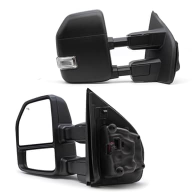 TOEMIRR Towing Mirrors fit for Ford F250 F350 F450 F550 Super Duty 2017 2018 2019 2020 Heated Power Temperature Sensor Turn Signal Auxiliary Light Manual Telescopic Black Tow Mirrors Rearview Mirrors