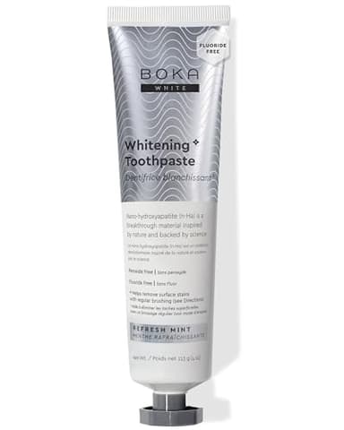 Boka Fluoride Free Toothpaste, Nano Hydroxyapatite Toothpaste, Appropriate for Sensitive Teeth, for Adult, Kids Oral Care - Whitening* Refresh Mint, 4 Fl Oz 1Pk US Manufactured