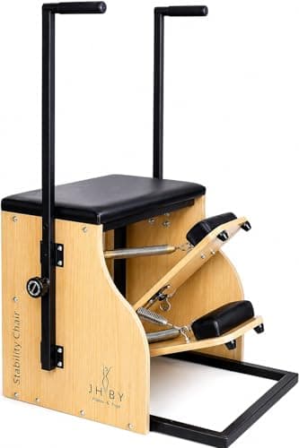 JHBYBMG Pilates Chair Home , Wunda Chair with Soft Cushion, Adjustable Resistance , Multi-Functional Pilates Equipment with 4-Level Handles, Sturdy Frame for Full Body Training