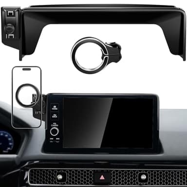 pop-tech Magnetic Phone Holder for Honda Civic 11th Gen 2022 2023 2024 2025 2026, 360° Car Screen Phone Mount Made for Civic Hatchback Sedan Touchscreen, Compatible with Magsafe iPhone Accessories
