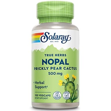 SOLARAY Nopal Prickly Pear Cactus Capsules - 500 mg per Serving, Rich in Naturally Occuring Fiber, Antioxidants, and Carotenoids, Provides Key Nutrients in a Vegan Formula - 100 Count VegCaps