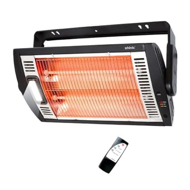 Shinic Garage Heater, 1500W Ceiling Mounted Shop Heater with Remote Control, 5 Mode Settings, 90° Tilting, Overheat Protection & ETL Listed for Indoor/Outdoor Use,Black