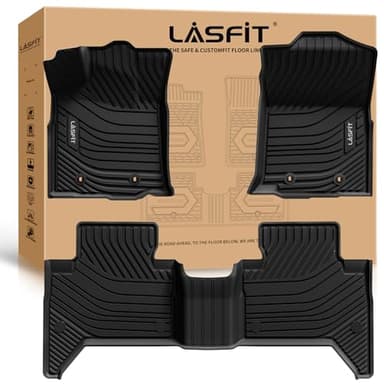 LASFIT Floor Mats for Toyota Tacoma 2016-2023 Double Cab (Only for Automatic) All Weather Custom Fit Floor Liner for Tacoma SR/SR5/TRD/Limited/Trail TPE Mats Front&Rear 2 Row Car Mats, Black