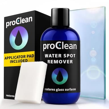 GlasWeld ProClean Hard Water Stain Remover for Glass & Metal – Non-Acid Mineral Deposit & Water Spot Remover for Cars & Shower Glass Cleaner - Removes Hard Spots from Windows – with Applicator Pad