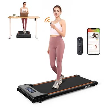 YRUN Walking Pad Under Desk Treadmill for Home and Office, Portable Small Treadmill 2.5HP Super Quiet Brushless Motorized Walking Jogging Running Machine with Remote Control