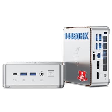 KAMRUI Hyper H2 Mini PC, Intel Core 14450HX Mini Computers (10C/16T, 4.8GHz), 32GB RAM 1TB PCle4.0 SSD Micro Gaming PC, Triple 4K Display, USB Type-C, WiFi6, BT5.2, Business Office Home
