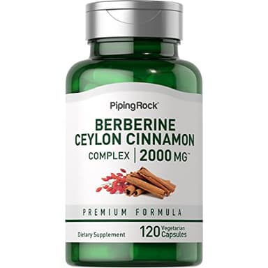 Piping Rock Berberine with Ceylon Cinnamon Supplement | 120 Capsules | Vegetarian Complex | Non-GMO, Gluten Free
