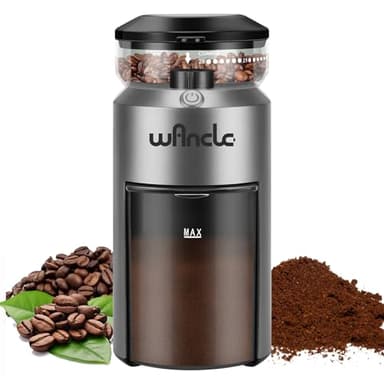 Wancle Coffee Grinder - Electric Burr Coffee Grinder - Adjustable Burr Mill with 28 settings - 12 Cups - Professional Coffee Bean Grinder - Grey