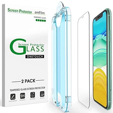 amFilm OneTouch Glass Screen Protector for iPhone 11, iPhone XR (6.1") with Easy Installation Kit, Tempered Glass, 2 Pack