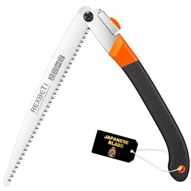 REXBETI Folding Saw, Extra Long 14 Inch Blade Backpacking Saws for Hiking Camping, Dry Wood Trimming Pruning Saw With 4 Cutting Angle Hard Teeth, Large Garden Saws with SK-5 Steel