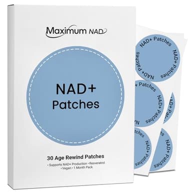 NAD+ Patches for Women & Men with Nicotinamide and Resveratrol-30 Patches, Premium 8-Hour Extended-Release Formula, Vegan