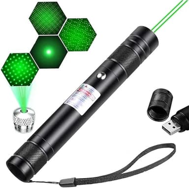 Advanced Long-Range Laser Pointer High Power - Rechargeable Green Laser Pointer with Removable Star Cap - Versatile Laser Pen for Astronomy Construction Presentations and Outdoor Adventures