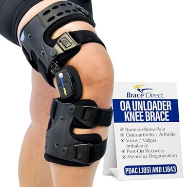 Brace Align OA ROM Unloader Knee Brace - Adjustable Offloading for Degenerative Joint Disease and Osteoarthritis with Varus Valgus Correction L1843 L1851 (Left - Thigh up to 30 in)