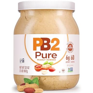 PB2 Pure Peanut Butter Powder - [2 lb/32 oz Jar] - No Added Sugar, No Added Salt, No Added Preservatives - 100% All Natural Roasted Peanuts - 6g of Plant-Based Protein