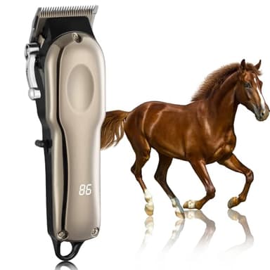 Ciphuoly Horse Clippers Cordless Quiet, Professional Livestock Clippers with 4 Guide Guards, Electric Rechargeable Cordless Grooming Clippers for Horse, Cats and Dogs
