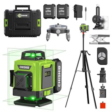 16 Lines Green Laser Level Kit -4x360° 4D Self-Leveling Cross Line Laser Level, Rotary Base and Accessories for Construction, Home Improvement and Picture Hanging,(Safety Class ll, <1mW power output.)