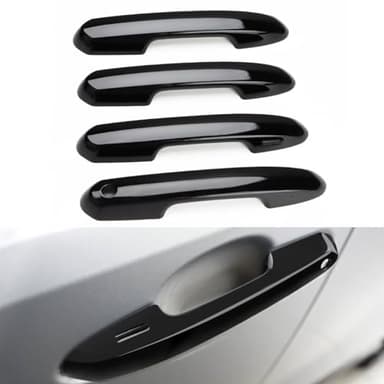 DLOVEG Upgraded Snap-on Door Handle Cover Compatible for 2019-2024 2025 Toyota Rav4 Accessories for Highlander 2020-2024 2025 No Adhesive Black Handle Protectors Glossy Black