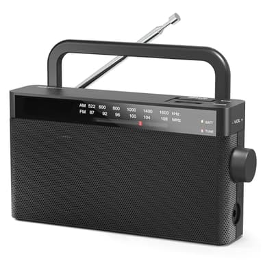 Goodes Portable AM/FM Radio with Best Reception - Battery Operated & USB Powered Transistor Radio - Loud Speaker, Large Knob & Headphone Jack - Perfect for Elderly, Home, Emergency, Gifts