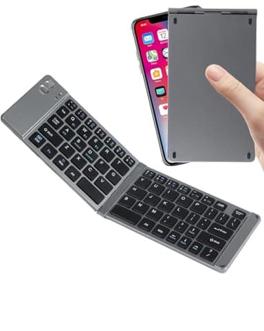 Wireless Keyboard Foldable Bluetooth Keyboard Slim Small Quiet Portable Compact Handheld Full Size Pocket Travel Folding Keyboard for PC Laptop Computer Phone Samsung Android Tablet iPhone iPad Mac
