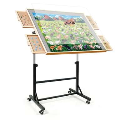 ALL4JIG 1500 Pieces Puzzle Table with Legs and Wheels, Wooden Jigsaw Puzzle Table with 4 Drawers & Cover, Upgraded Stability & Optimized Lightweight Design, Puzzles for Adults