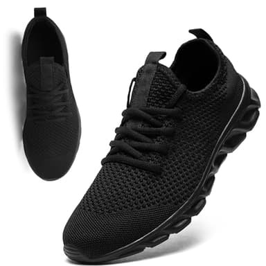 VLHGCG Womens Mens Running Shoes Black Tennis Sneakers Lightweight Gym Athletic Walking Sports Slippers Womans 8/Mans 6.5