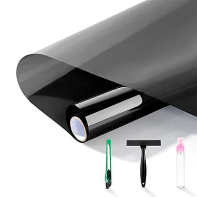 FuFin One-Way Window Privacy Film with Installation Tools,Premium PET Material,Heat Control 99% UV Blocking and Privacy Protection and Blackout Window Film (Black, 17.5Inch×78.7Inch)