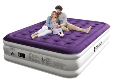CHILLSUN Queen Air Mattress With Built in Pump, 18" Raised Upgraded Inflatable Mattress Blow up Mattress, Strong Support Puncture Resistant Air Bed for Camping Home&Guests, Colchon Inflable 650lbs Max