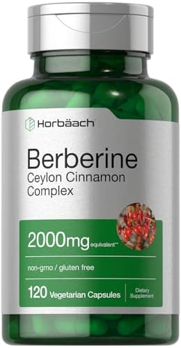Horbäach Berberine with Ceylon Cinnamon | 120 Veggie Capsules | Vegetarian, Non-GMO & Gluten Free Supplement | Berberine Complex