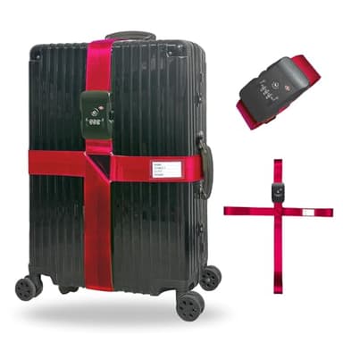 Luggage Straps TAS,Travel Strap with Name tag,Easy to Identify,Luggage Straps TSA Approved with Lock,Combination Luggage Lock with Adjustable Length,Compatible with 20-34 inch Luggage(Red 1 Pack)