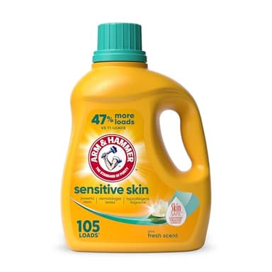 ARM & HAMMER Sensitive Skin Liquid Laundry Detergent, Fresh Scent, 105 fl oz, 105 Loads