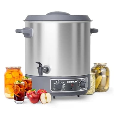 MOOSUM 27 QT Electric Automatic Water Bath Canner With Rack and Lid, Temperature Control 86-212 °F, Timer 20-120 Min, Keep Warm Function, Overheating Protection