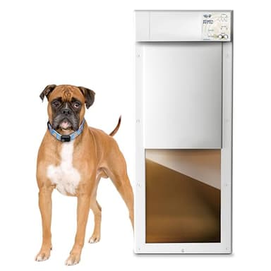 Power Pet Automatic Electronic Pet Door by High Tech Pet - Pet Operated Dog Door, High Security, Air Tight, for Large Dogs 30-100 lbs. (12 1/4" x 16" Pet Opening), Door Mount, Easy Install - PX-2DM
