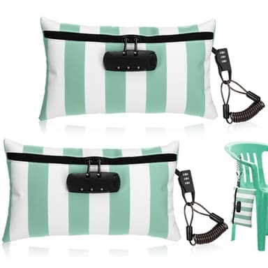 Sanwuta 2 Pack Money Bag with Lock Locking Money Bag for Beach Christmas Wallet Gifts 6.7 x 11 Inch(Grass Green, White)