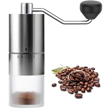 EZLucky Portable Manual Coffee Grinder - Ceramic Conical Burr with 5 Adjustable Settings for Grinding, Perfect for Espresso Enthusiasts at Home, Office, or Camping