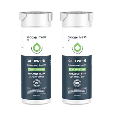 GLACIER FRESH Water Filter Compatible with XWFE (Built-in CHIP), Replacement for GE XWFE, XWF Refrigerator Water Filter NSF/ANSI 42 Certification Pack of 2