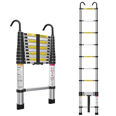 ZenAscend 10.5ft Telescoping Ladder, Multi-Purpose Collapsible Ladder with Hook, Aluminum Extension Ladders for Home, Folding Telescoping Ladder for RV, Attic, Daily Use at Home, 330 lbs…
