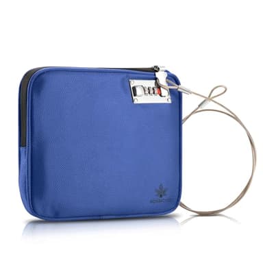 KOSMCCO Anti-Theft Locking Beach Bag, 9x7.5-inch Portable Beach Safe for Securing Your Valuables and Phone – Blue