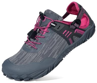 Womens Mens Water Shoes Arch Support Quick Dry Barefoot Sneakers Aqua Sports Beach Swim Shoes Wide Width Toe Box Kayak Hiking River Trail Running Zero Drop Sole,Grey Rose,39,7.5 US Women/6.5 US Men