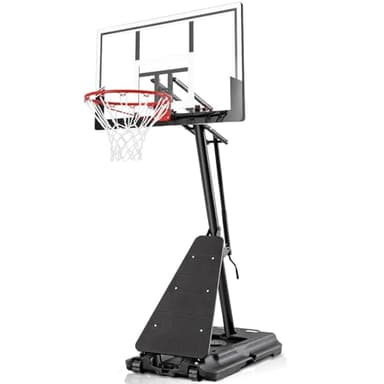 BACKYARD BLITZ Basketball Hoop, 44&48IN&54IN Backboard Portable Basketball Goal System, 10FT Hand-Crank Adjustable Basketball Hoops Outdoor (White, 44in Backboard)