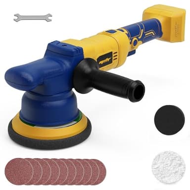 MaxMore 5" Car Buffer Polisher Compatible with DeWalt 20V MAX Battery, 6 Variable Speed Cordless Orbital Random Waxer, Dual Action, 5,000RPM Brushless, Detachable Handle for Polishing, Detailing
