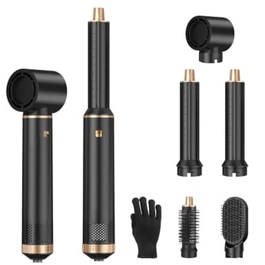 Sendowtek Hot Air Styler Brush Set for Women 5 in 1, 800W 3 Level Temp Hairdryer Comb for Rotating Curling Straightening Volumize Auto Wrap Curler Multi-Styler Hair Styling Tools for Multi Hair Home