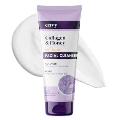 Envy Facial Cleanser with Collagen & Honey - Reduces Fine Lines, Wrinkles & Hydrating - Clean, Cruelty-Free Korean Skin Care for All Skin Types - Dermatologist Tested - 6.76 oz