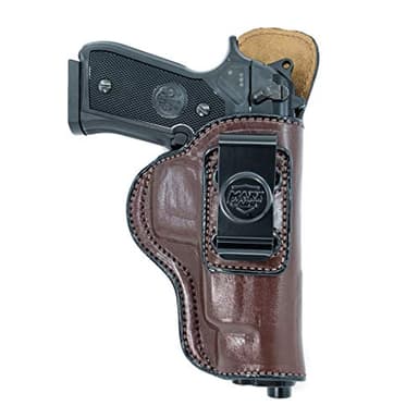 Maxx Carry IWB Leather Gun Holster Compatible with Glock G34 9mm | Beretta 92 F, 92 FS, 92 A1, M9 A1, 96 A1, 96 FS | Springfiel XDM 4.5 and 5.25 inch | Taurus 92, Brown, Right Hand Draw