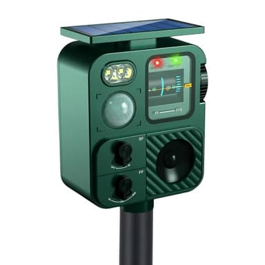 2026 Upgraded Solar Ultrasonic Bird Repellent Outdoor Woodpecker Deterrent for House,Goose Repellent with Motion Sensor&Strobe Light,IP65 Waterproof Pigeon Bird Deterrent for Docks,Gardens,Boat,Piers