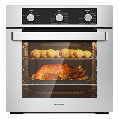 24" Electric Wall Oven, ETL Certified, ThermoMate 2.8 Cu.ft. Electric Wall Oven with 5 Cooking Functions, Built-in Ovens with Anti-Mistouch Knob, Stainless Steel