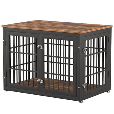 rehomerance 38 Inch Heavy Duty Dog Crate Furniture for Large and Medium Dogs, Decorative Pet House End Table, Wooden Cage Kennel Furniture Indoor, Rustic Brown