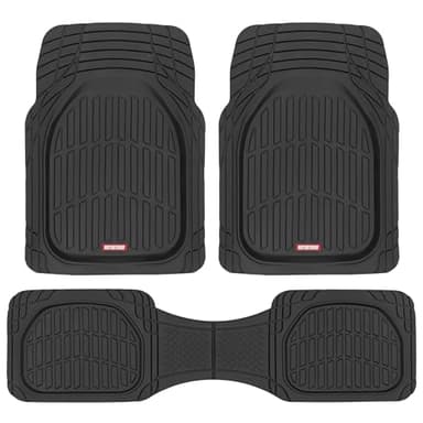 Motor Trend FlexTough Floor Mats for Cars, Black Deep Dish All-Weather Car Mats, Waterproof Trim-to Fit Automotive Floor Mats for Cars Trucks SUV, Universal Floor Liner Car Accessories
